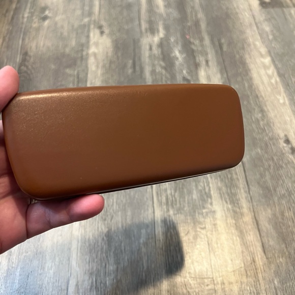 Longchamp Brown Leather Eyeglasses or Sunglasses Case Hard Shell Clamshell - Picture 3 of 4